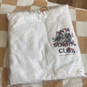 Anti Social Social Club x Sad boys - White Hoodie with red roses Miles De Rosas